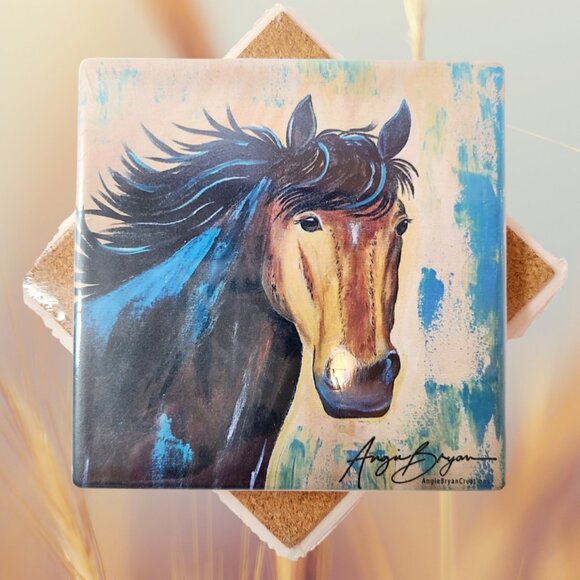 Horse Sandstone Coaster by Angie Bryan of Angie Bryan Creations - Picture 1 of 7